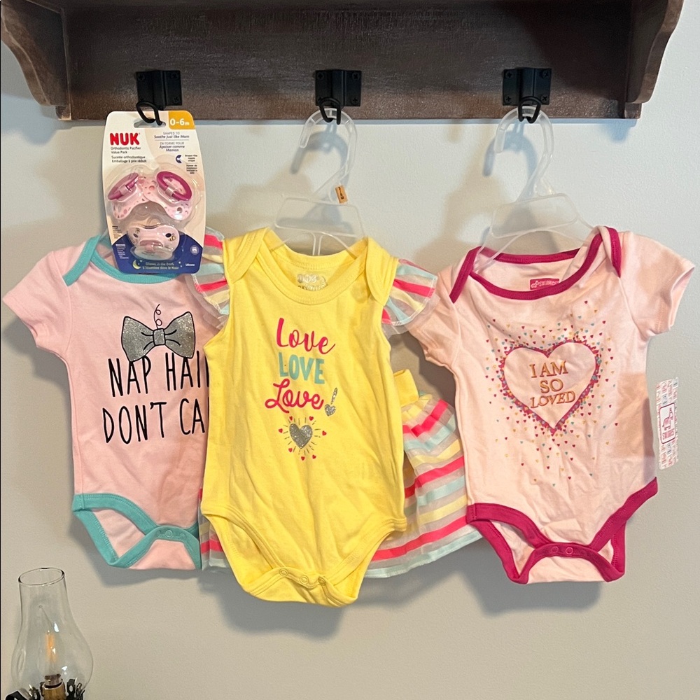 Assorted Baby Onesies Set - Pink, Yellow, Multicolor